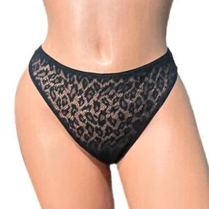 Victoria’s Secret Sexy Sheer Animal Print Mesh thong panty Black Medium